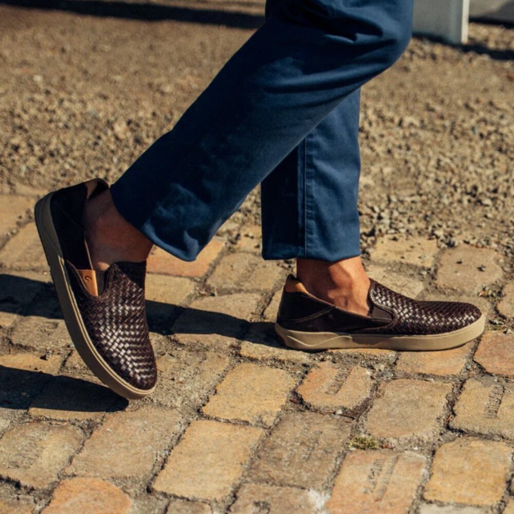 OluKai Brown Woven Loafers